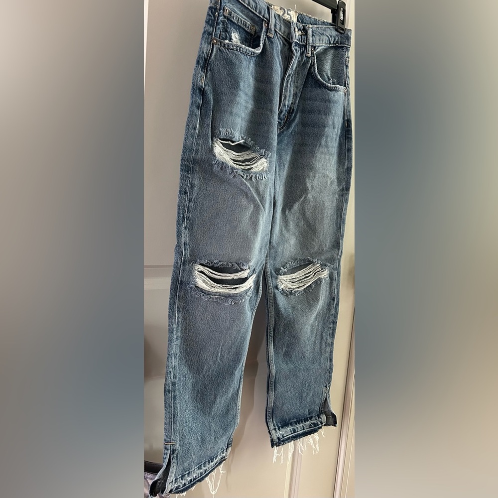 FREE PEOPLE Yosemite B High Rise Distressed Ripped Jeans 25 NWOT - Picture 5 of 11